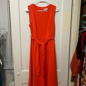 Calvin Klein Vibrant Orange Midi Dress